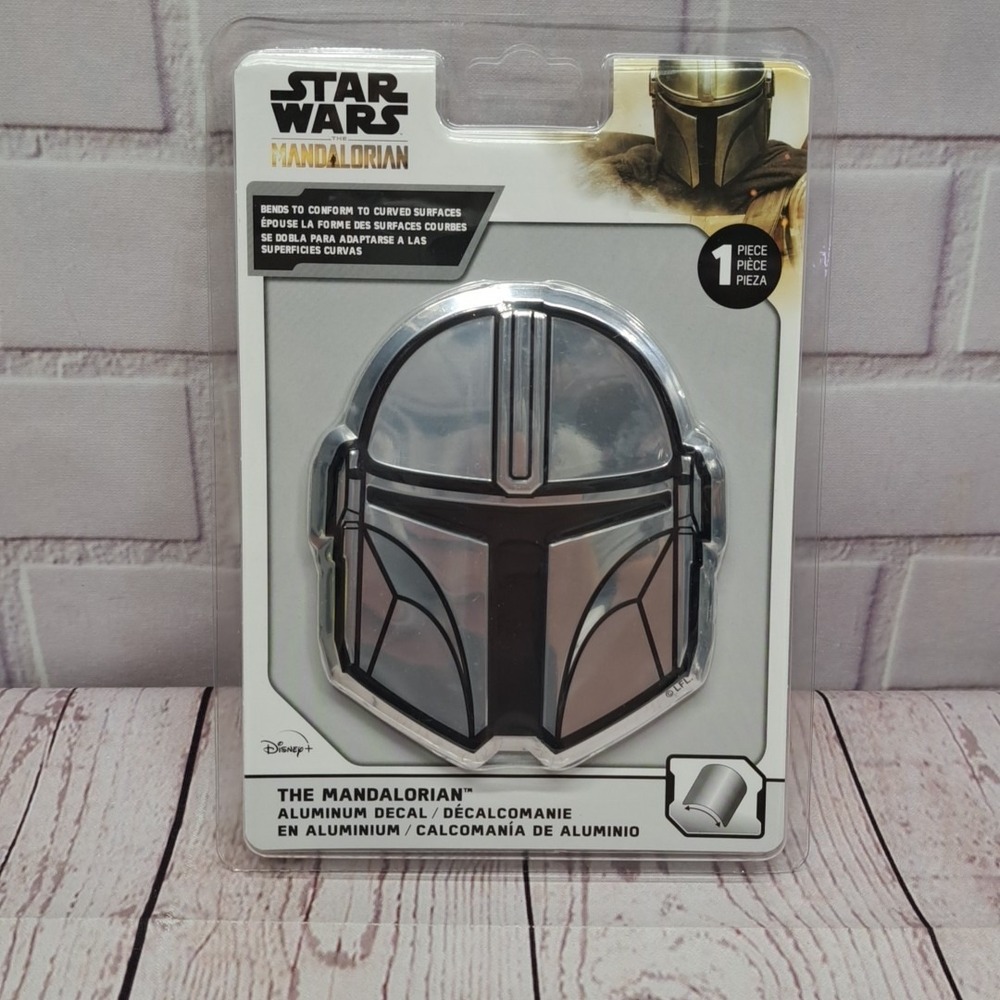 Star Wars The Mandalorian 3D‎ Mando's Helmet Aluminum Car Decal Silver 4in